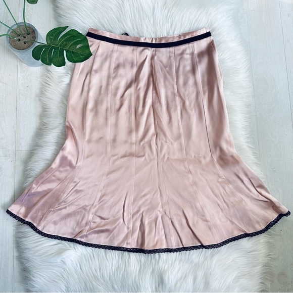 Express Y2K Champagne Dusty Rose 100% Silk Fit and Flare Retro Skirt, 0 - Picture 7 of 7